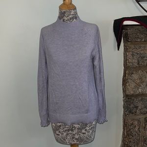 Loft ruffle sleeve mock neck sweater in periwinkle